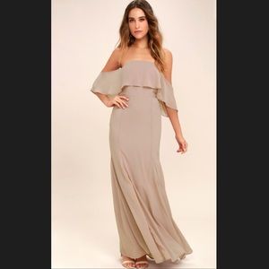 Off the Shoulder Taupe Maxi Lulus